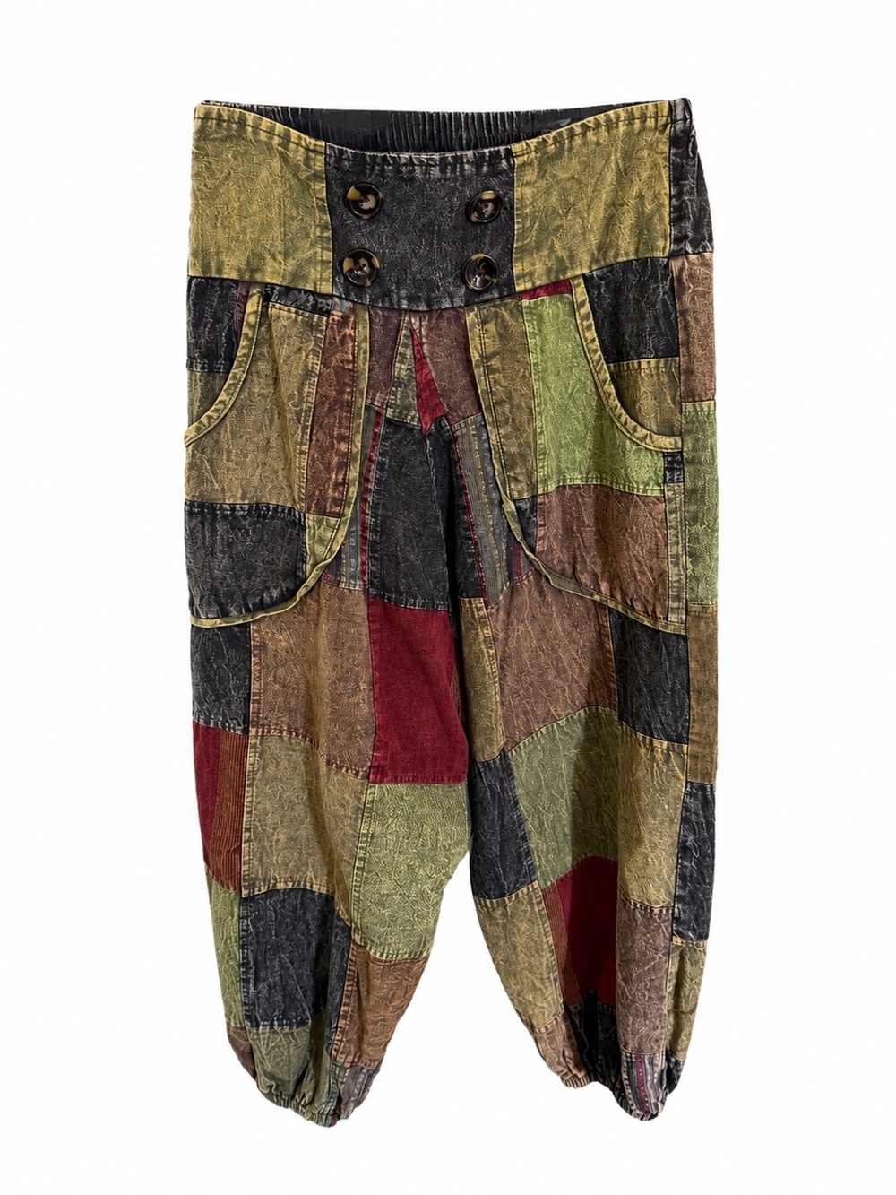 GOA Patchwork Cargo Harem Pants - Multicolor OS